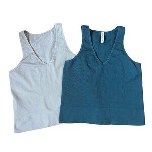 Athleta Recharge Ribbed V-Neck Tank Top Bundle XL